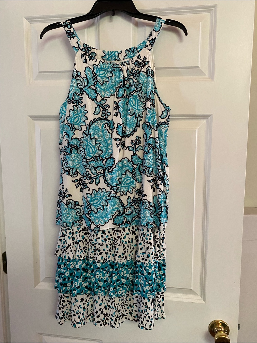 Turquoise Floral Tiered Maxi Dress - Women's Summer Halter